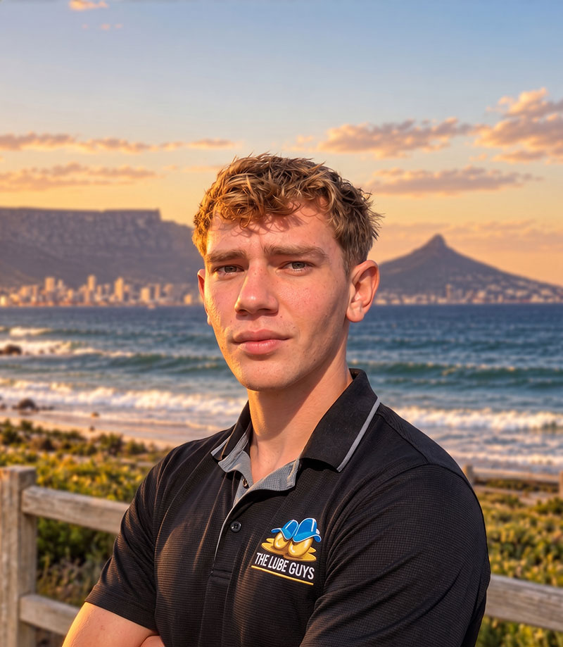 Dylan Bezuidenhout - The Lube Guys Cape Town Dylan Bezuidenhout of The Lube Guys in Cape Town